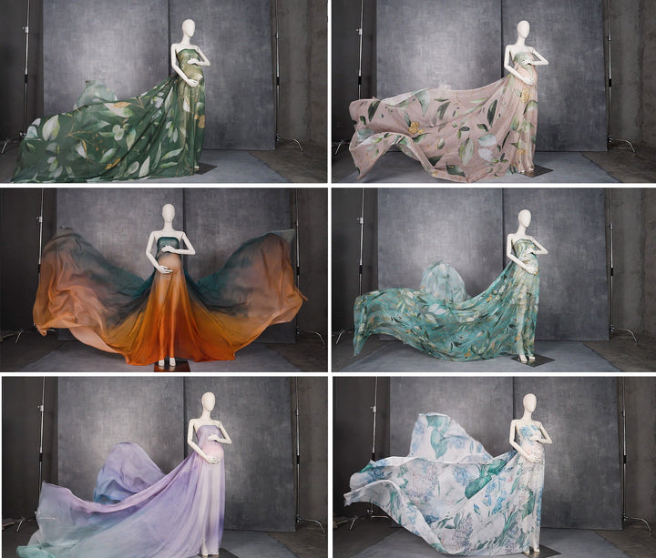Chiffon with Graphics (5 yards) - 10 Piece Bundle Set