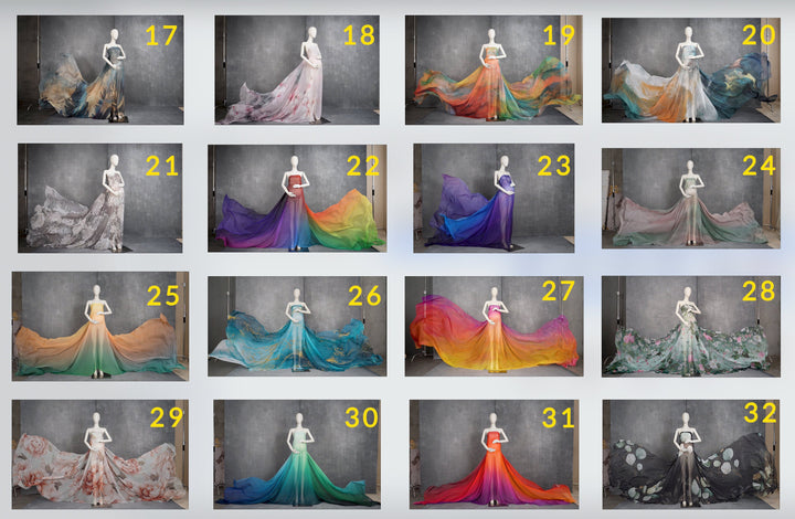 Chiffon with Graphics (5 yards) - 10 Piece Bundle Set