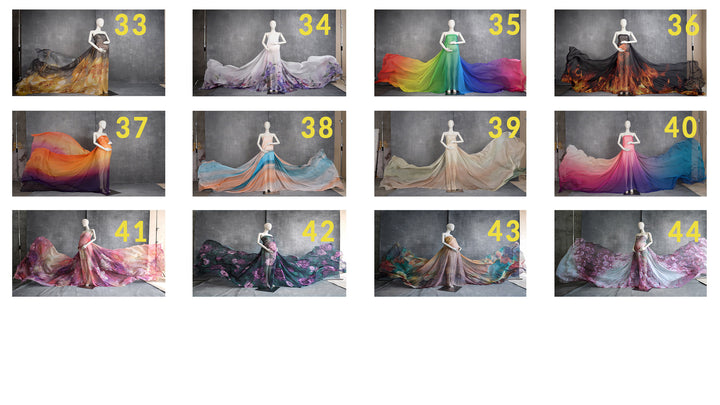 Chiffon with Graphics (5 yards) - 10 Piece Bundle Set